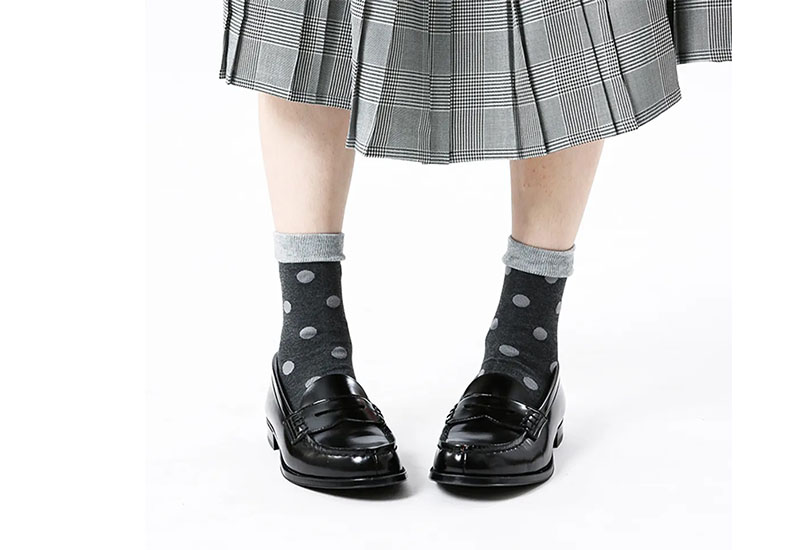 大圓點襪-黑灰 厚襪款(2種尺寸)